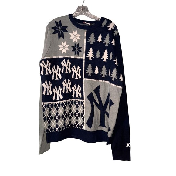 New York Yankees Ugly Christmas Sweater Genuine MLB Merchandise Navy/Gray XL Kni - Picture 1 of 6